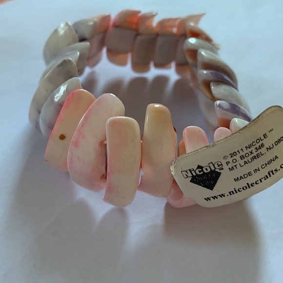 Sea shell surf bracelet elastic stretch pink puka - Picture 2 of 4